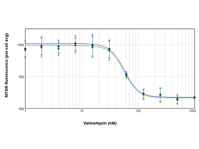 IC50 curves for PC-12 cells treated with valinomycin
