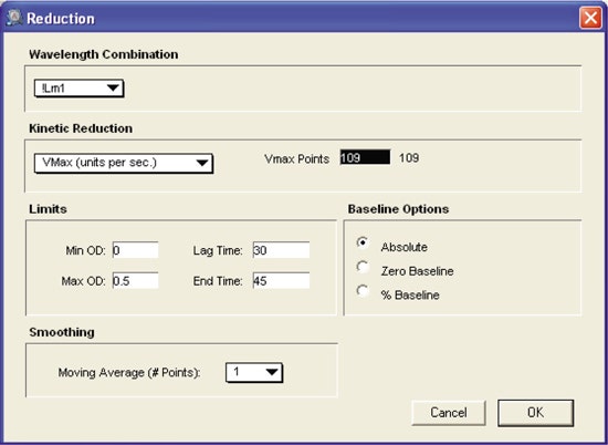 Reduction settings