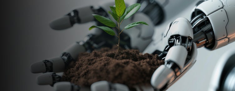 Robot holding the Plant