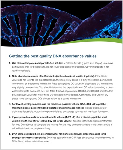 Getting the best quality DNA absorbance values