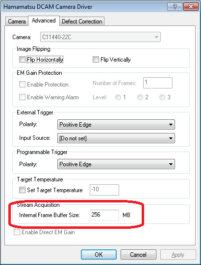 Fast streaming to a hard drive with a Hamamatsu Orca Flash 4.0 camera